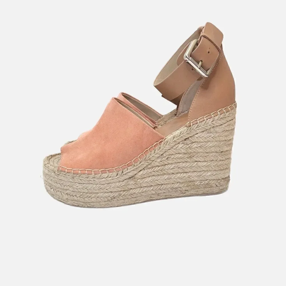 Marc Fisher LTD Women’s Mladalyn Espadrille Wedge Sandal Coral Suede Size 8.5 M